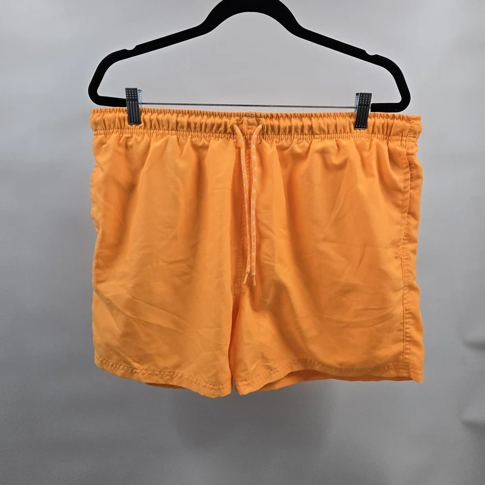 Primark Men's XL Neon Orange Swim Trunks Pockets Drawstring